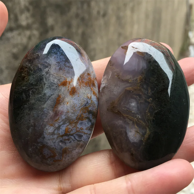 2 шт. 50-55 мм натуральный мох агат пальмовый камень украшения для дома комнаты