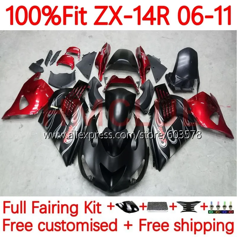 

Injection For KAWASAKI NINJA ZX-14R ZX14R 2006 2007 2008 2009 2010 2011 ZX 14 14R 06 07 08 09 10 11 Fairing 78No.52 red flames