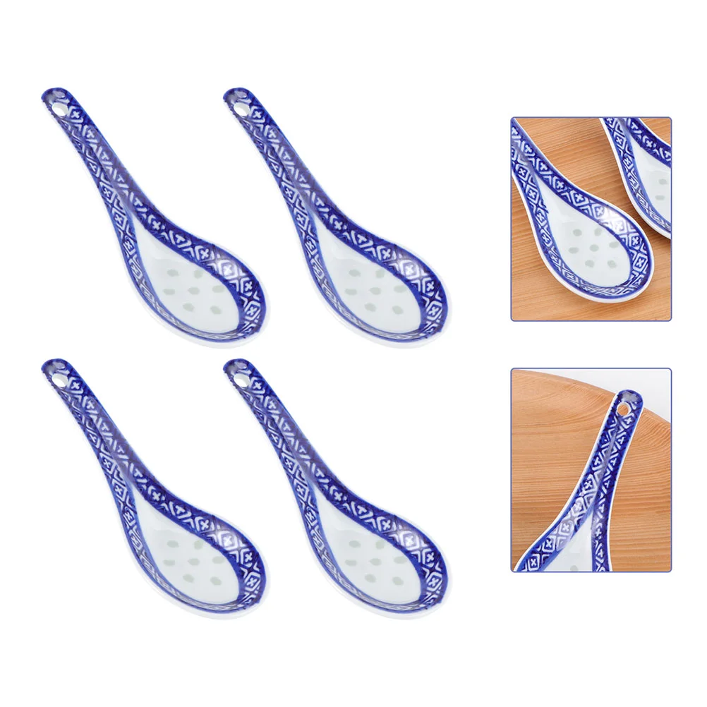 

Spoons Spoon Soup Chinese Blue White Asian Miso Wonton Pho Dessert Ceramic Dinner Sugar Kitchen Utensils Serving Ramen Table