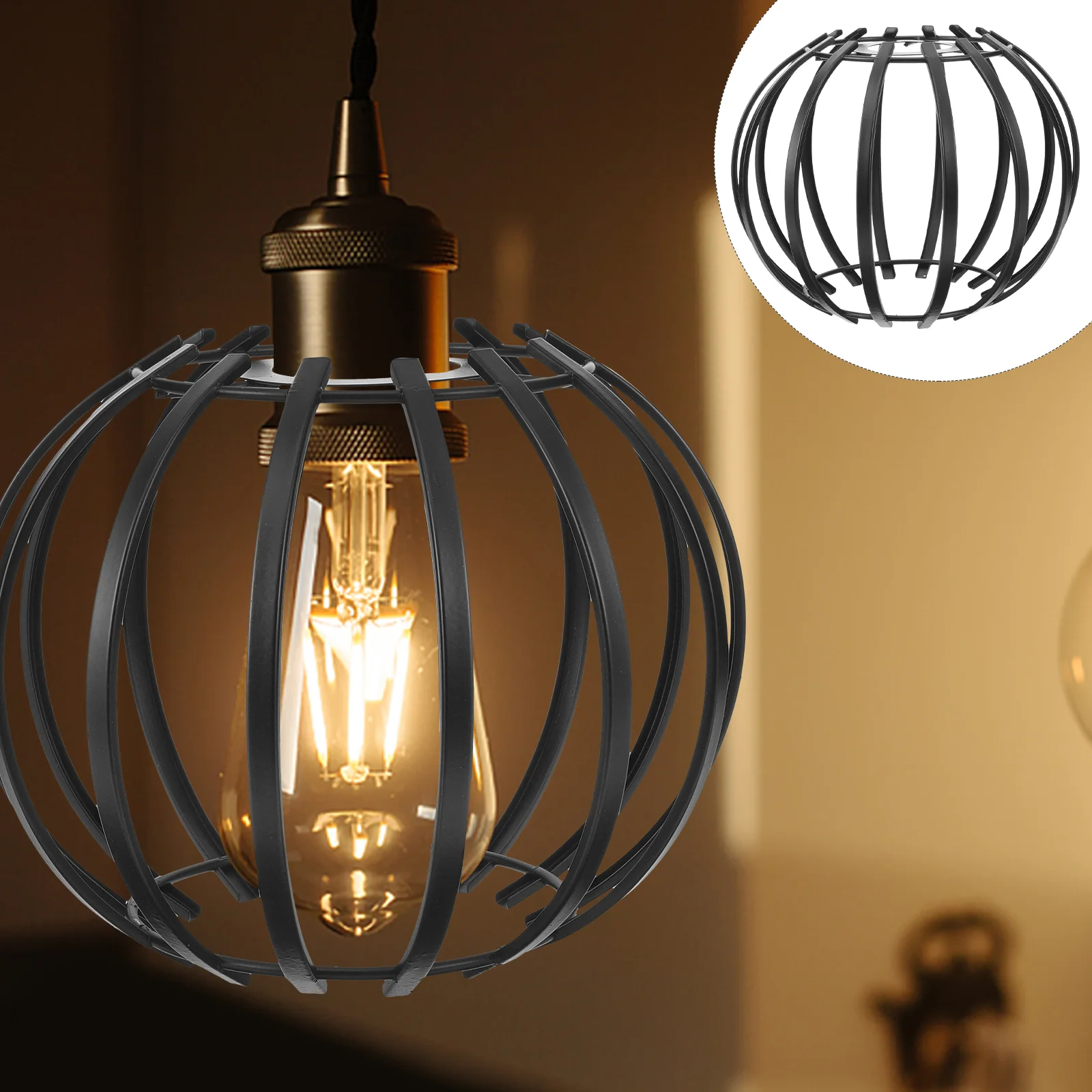 

Light Bulb Fixture Lamp Shades Black Ceiling Lamps Hanging Cover Metal Pendant Iron Chandeliers