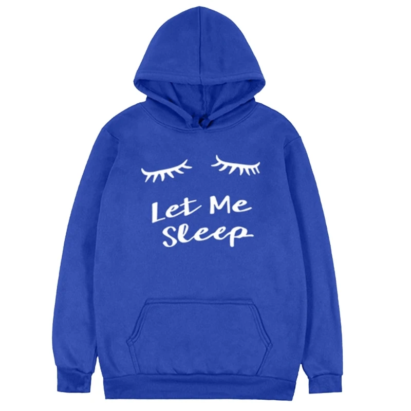 

Женская толстовка с надписью Let Me Sleep, однотонный Повседневный Свободный пуловер, свитшот, Прямая поставка