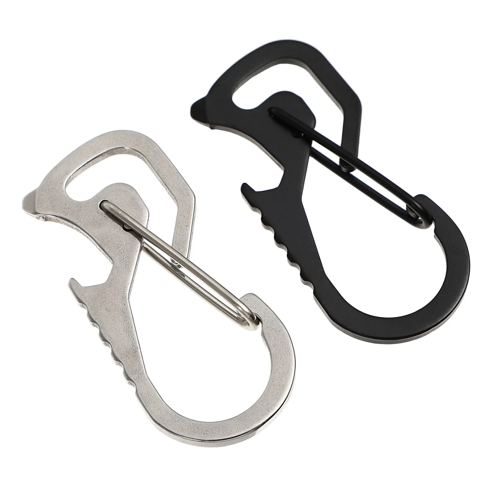 

2pcs Stainless Steel Key Chains Lid Removers Outdoor Buckles Metal Carabiners