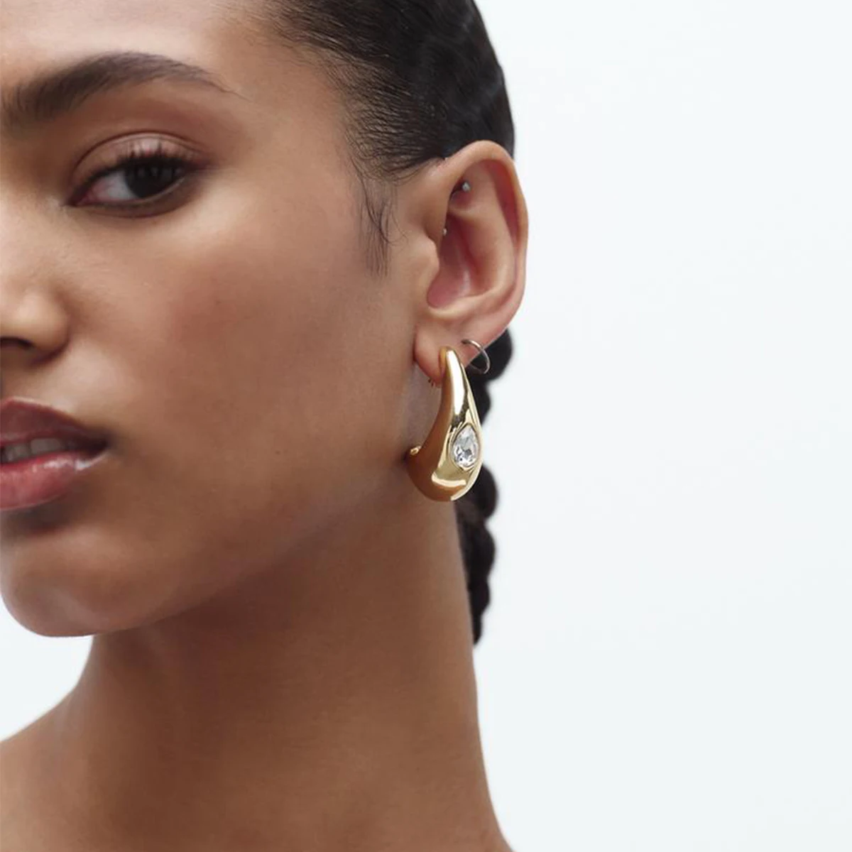 Винтажные металлические блестящие серьги ZAA в виде водной стены с кристаллами