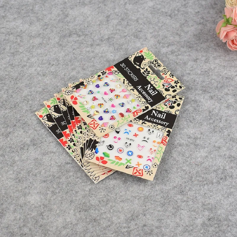 

10PCS Mixed Children 3D Nail Art Stickers Adhesive Sliders DIY Cartoon Nail Decals Foils Wraps Decorations Manicure Accessories