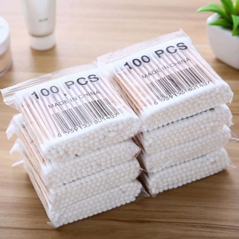 

100PCS/Lot Makeup Cotton Swabs Double Head Micro Wood Brushes Clean Stick Eyelash Extension Glue Removing Tools