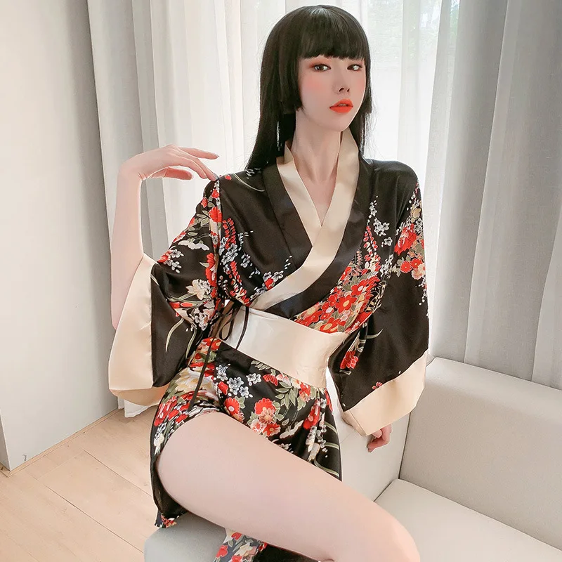 

Японское кимоно с цветочным принтом, женское пикантное нижнее белье, платье, косплей, одежда для сна, ролевые игры, искусственные игрушки, Эк...