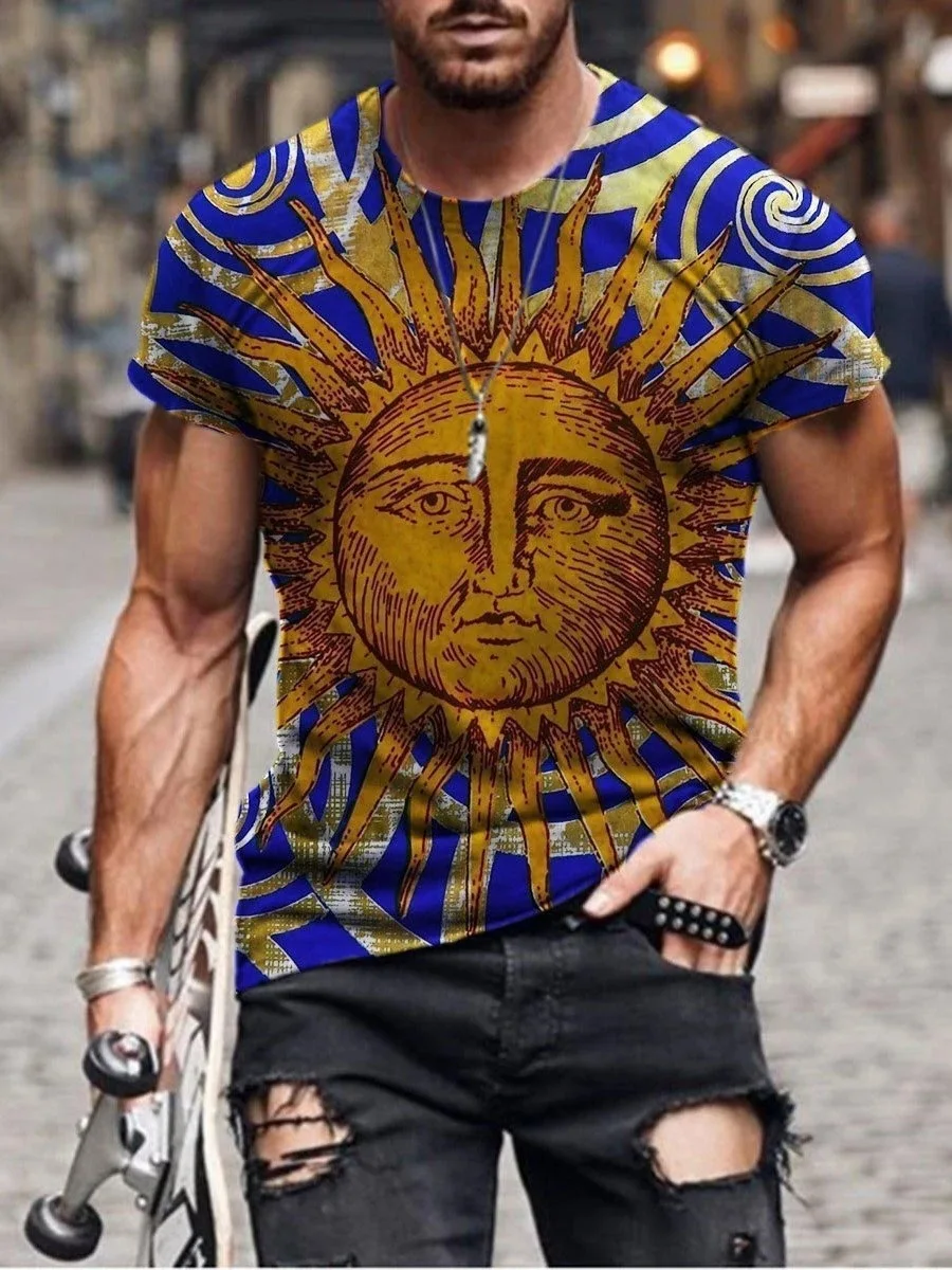 

Hip-hop Style Large Size T-Shirt Sun Irregular Pattern Short Sleeve Clothing Men's Summer 3D-Printed T-Shirt XXS-4XL