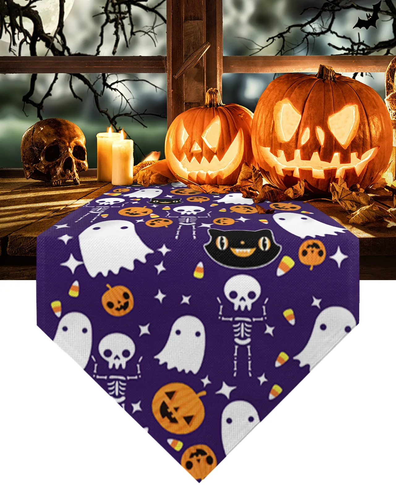 

Table Runners Home Kitchen Dining Tablecloths Wedding Table Decoration Table RunnerHalloween Pumpkin Candy Black Cat