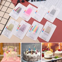 10pcs birthday cake holder threaded small candles kids creative party color gold threaded rainbow candles