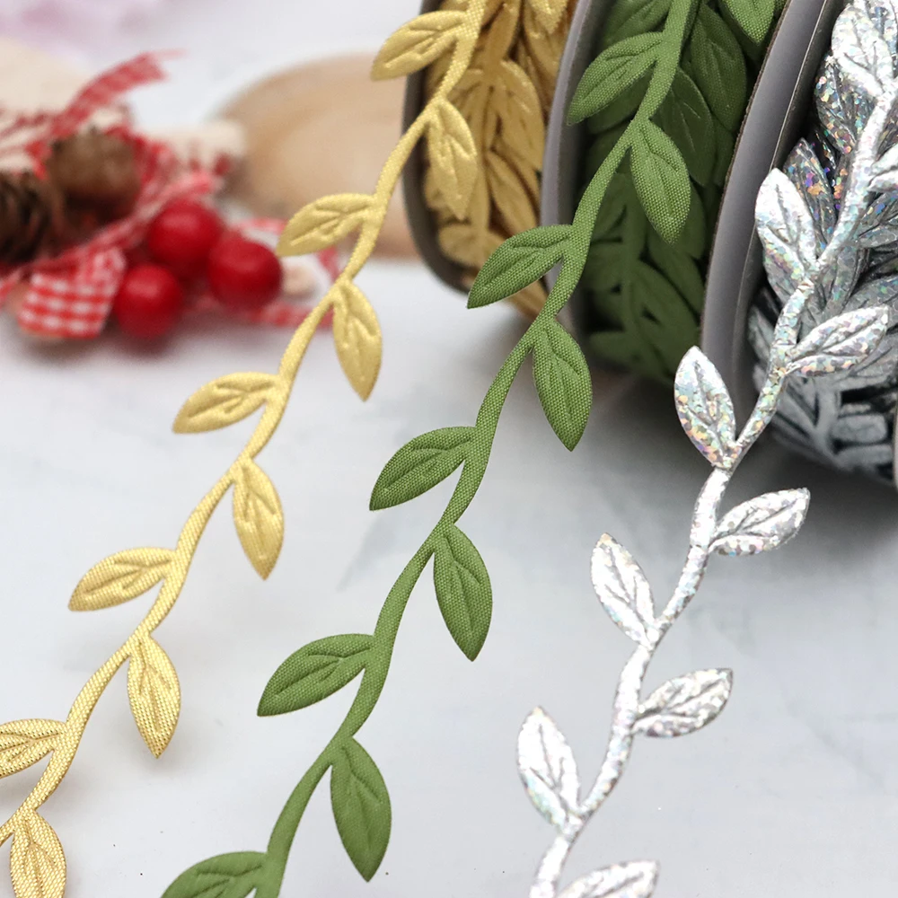 

20yards/Roll Leaf Ribbon Printed Fabric Natural DIY Sewing Gift Wrap Crafts Vintage Wedding Party Christmas Decoration Supply