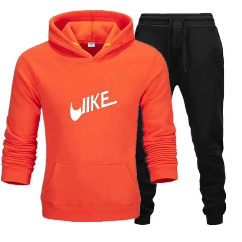 

Hoodie set 2-piece sportswear hooded sweatshirt + drawstring pants men's sports hooded running clothes