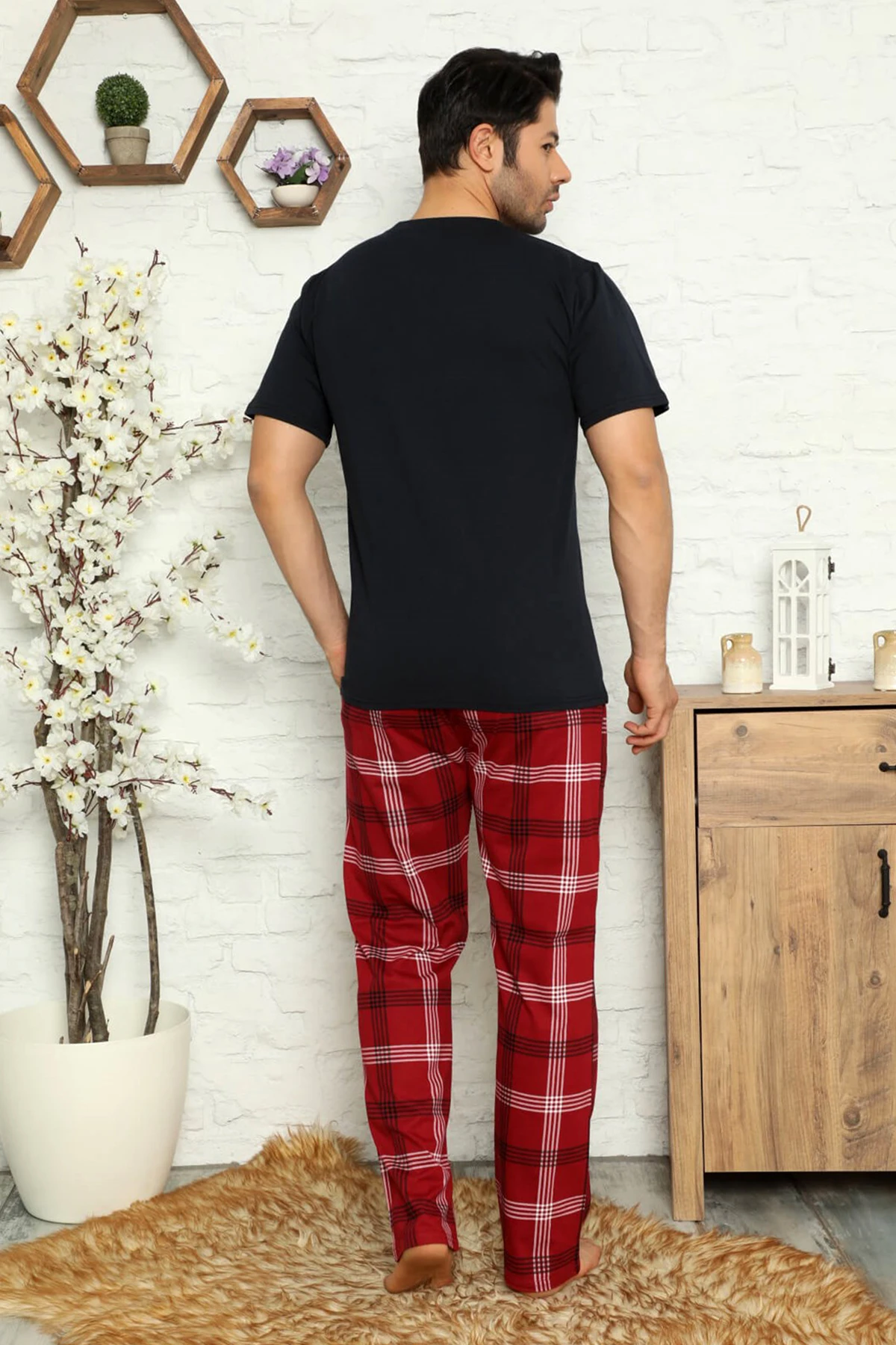 Autumn Winter Men's Cotton Pajamas Letter Striped Sleepwear Cartoon Pajama Sets Casual Sleep & Lounge Pyjamas Plus Size 2XL Pajamas
