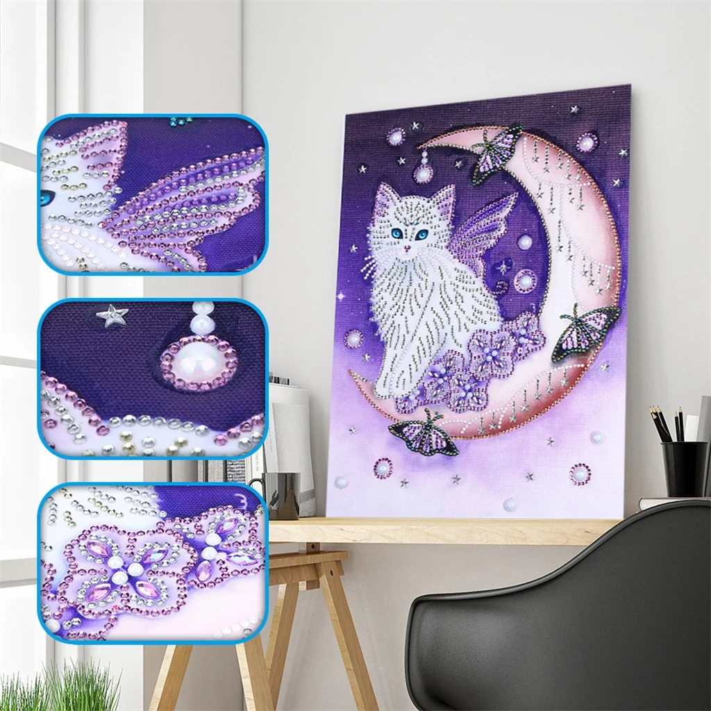 

Moon Butterfly Cat Special Shaped Diamond Painting DIY 5D Partial Drill Cross Stitch Kits Crystal Diamond Embroidery Home Decor