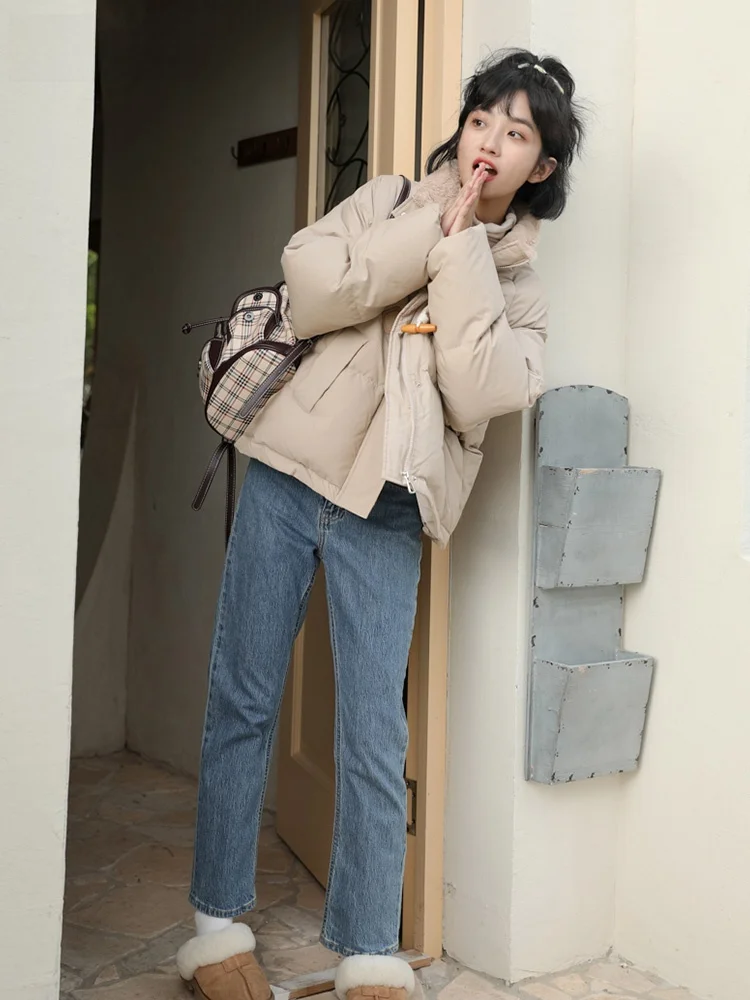 La Chabell 7M 2024 Новая зимняя лоскутная водолазка с роговой пряжкой Куртка на