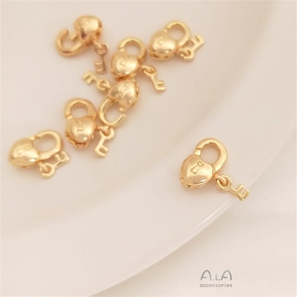 Купи 14K bag gold heart lock shape lobster clasp hand spring clasp DIY bracelet necklace accessories connect the finishing accessoriy за 55 рублей в магазине AliExpress