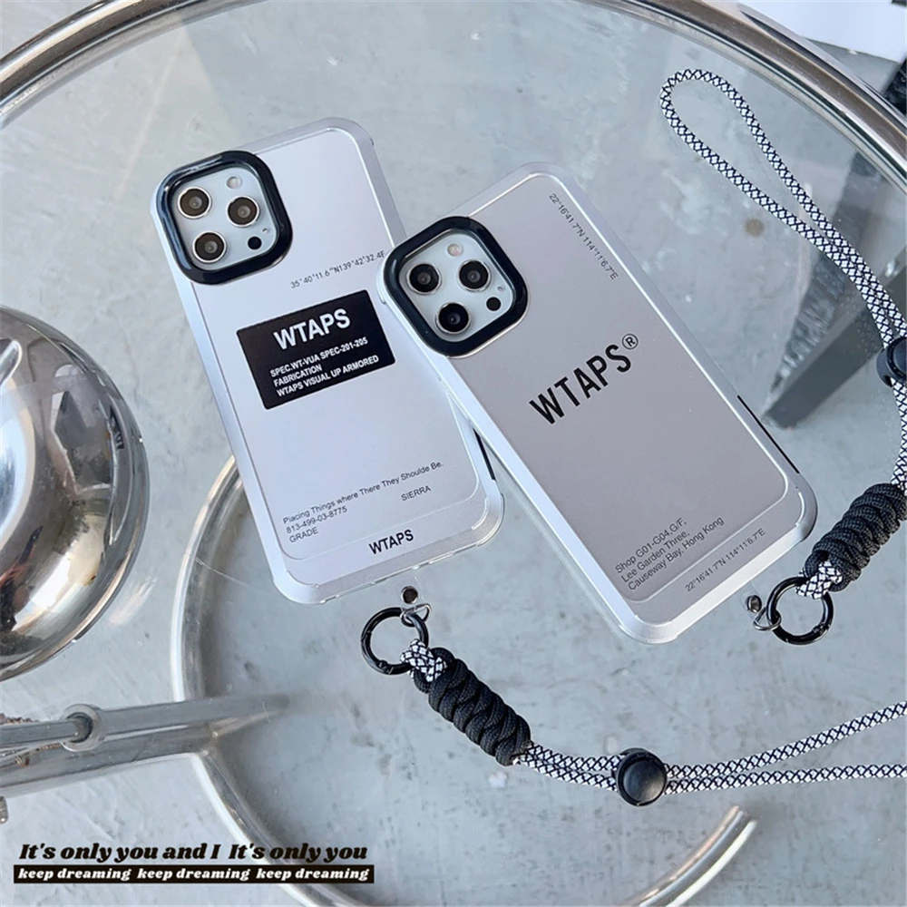 

Fashion Lanyard strap WTAPS Japan phone case for iPhone 14 13 12 11 Pro Max New materials soft TPU shockproof cover bumper coque