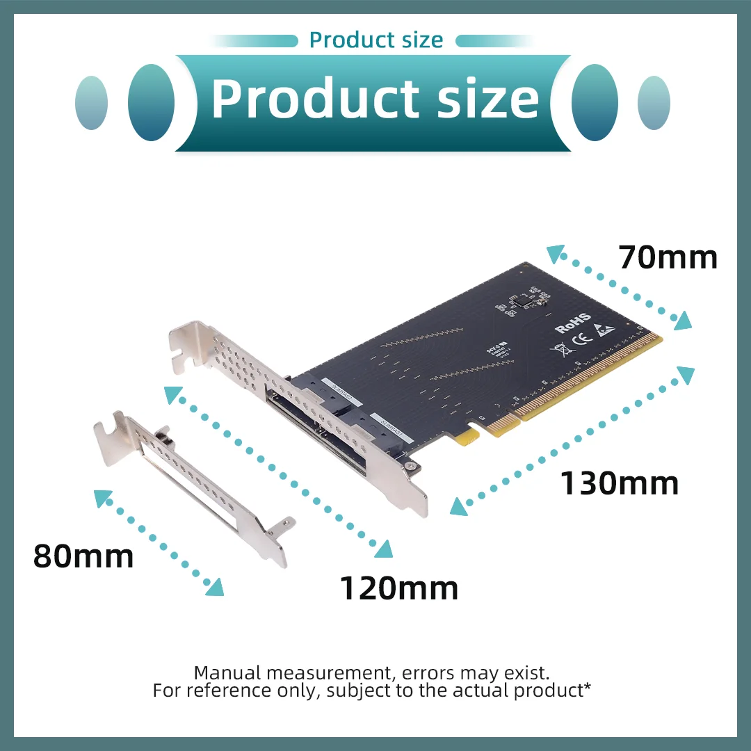 Адаптер-карта PCIe 4.0 X16 на SlimSAS SFF-8654 8i с двумя портами, внешний адаптер расширения PCI-E 3.0 NVMe SSD для настольных ПК и серверов X86 (art.: 3920dc458f05c) - 3920dc458f05c