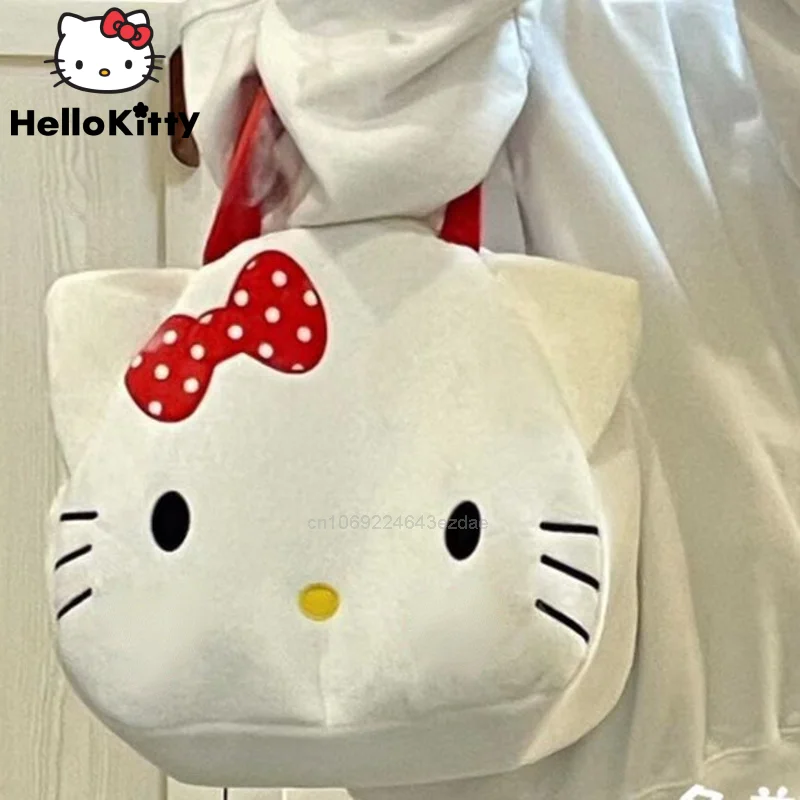 

Sanrio Fashion Hello Kitty Plush Cartoon Handbags Y2k Girl Large Capacity Zipper Bags Women Korean Style Cute Shoulder Bags
