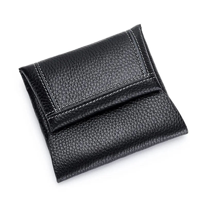 Genuine Leather Coin Purse for Women and Men Luxury Design Fold Credit Card Bag Brand Solid Money Bag Change Pouch Mini Wallet