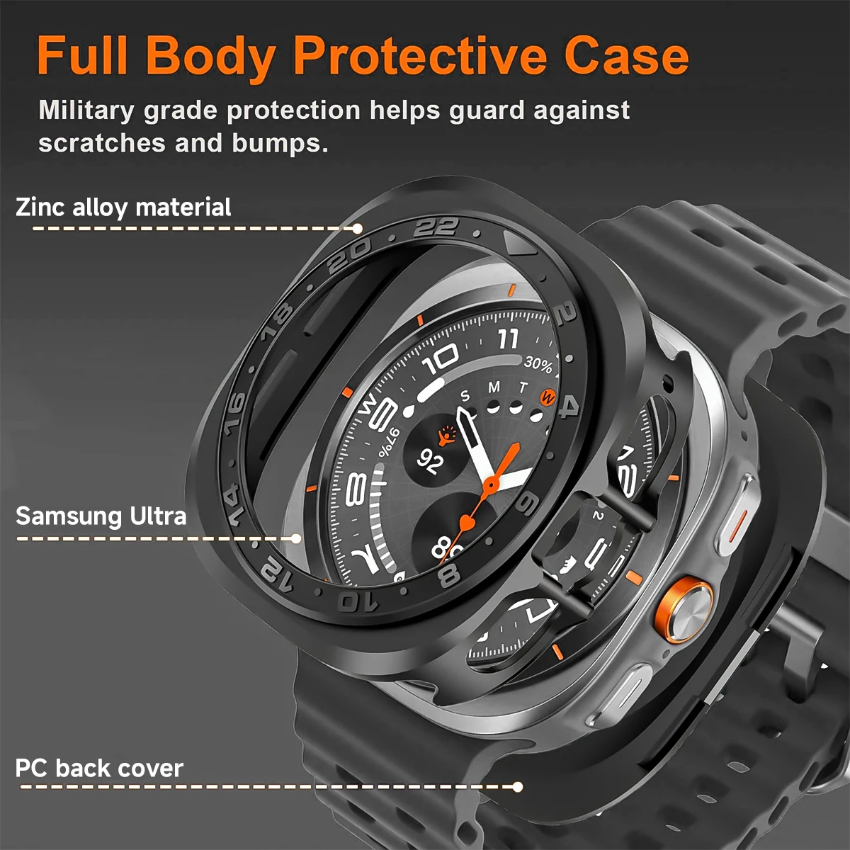 Фото Металлический чехол с защитой от падения для Samsung Galaxy Watch Ultra 2025 47 мм, защитная рамка из сплава для Galaxy Watch Ultra, твердый корпус 47 мм №3