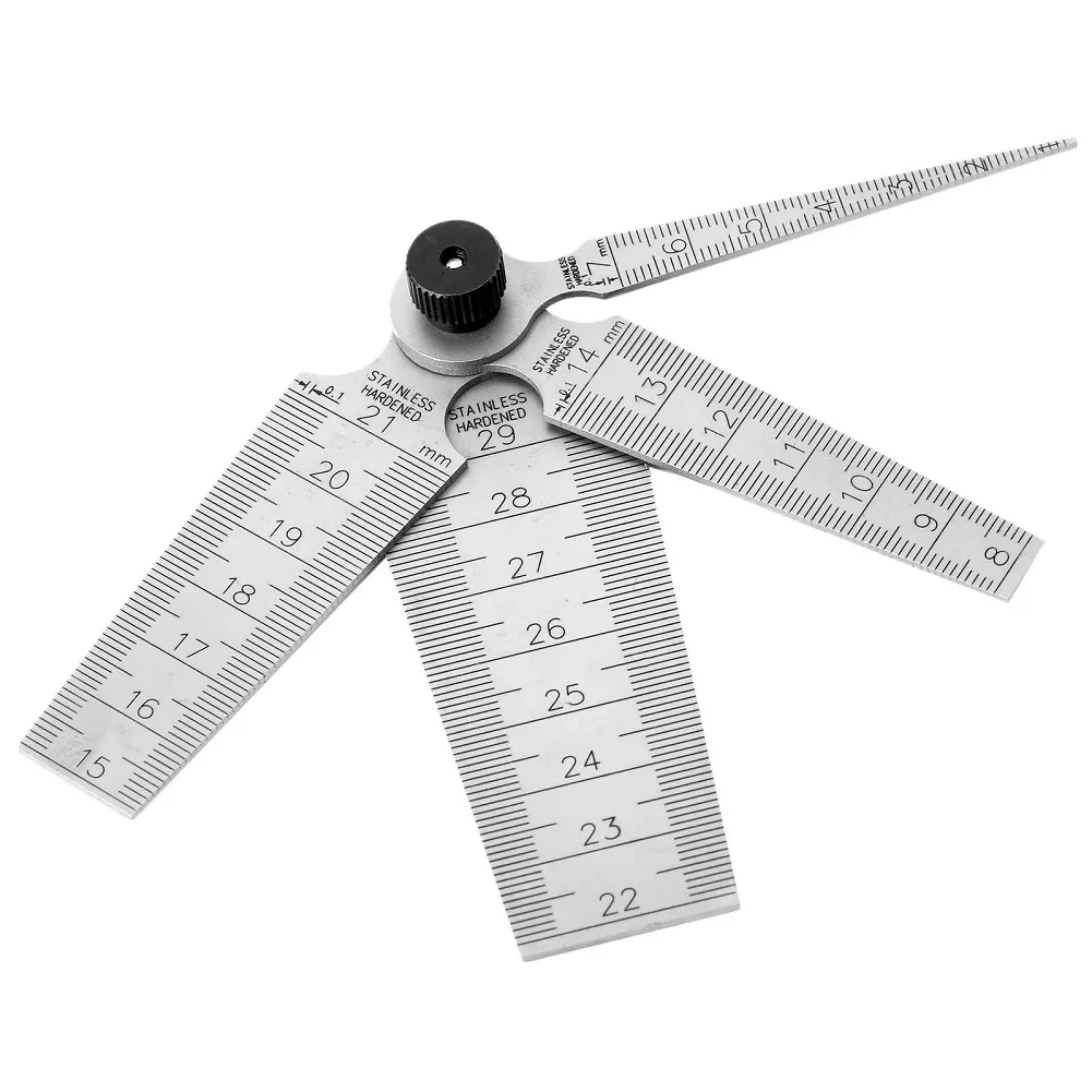 

4 In 1 0-29mm Feeler Gauges Stainless Steel 80mm Gap Gauge Drill Hole Taper Measurement Aperture Scale Woodworking Hand Tools
