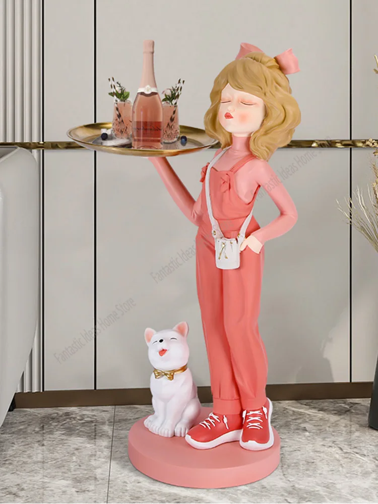 

72cm Nordic Style Creative Backpack Girl Statue, Tray, Home Decoration, Interior Decoration, Crafts, Living Room Decoration