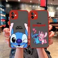 cute cartoon stitch phone case for iphone 12 11 pro mini max xs x 8 7 plus se 2020 xr matte transparent light red cover
