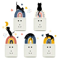 5pcsset cute cartoon cats switch sticker lovely kitten wall stickers animal switch cover room decor on off switch decoration