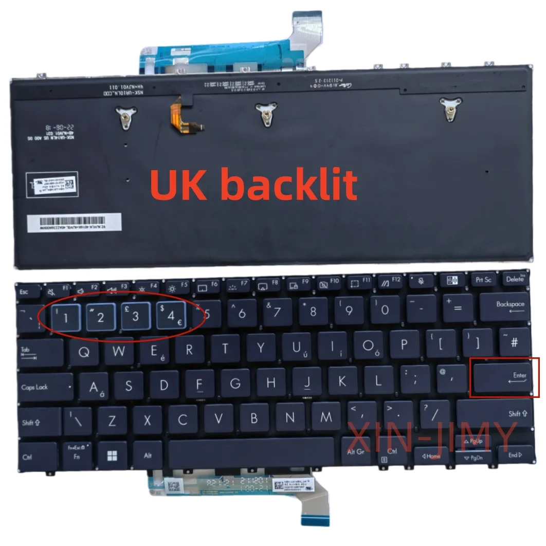 Фото Клавиатура для ноутбука с раскладкой UK для Asus ExpertBook B5 B5302 B5302FE B5302CE B5302CA 9Z.NJVBN.20S SP с подсветкой №1