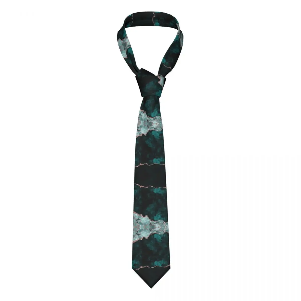 

Peacock Green Foil Neckties Unisex Polyester 8 cm Rose Gold Marble Neck Ties for Men Silk Wide Accessories Cravat Party