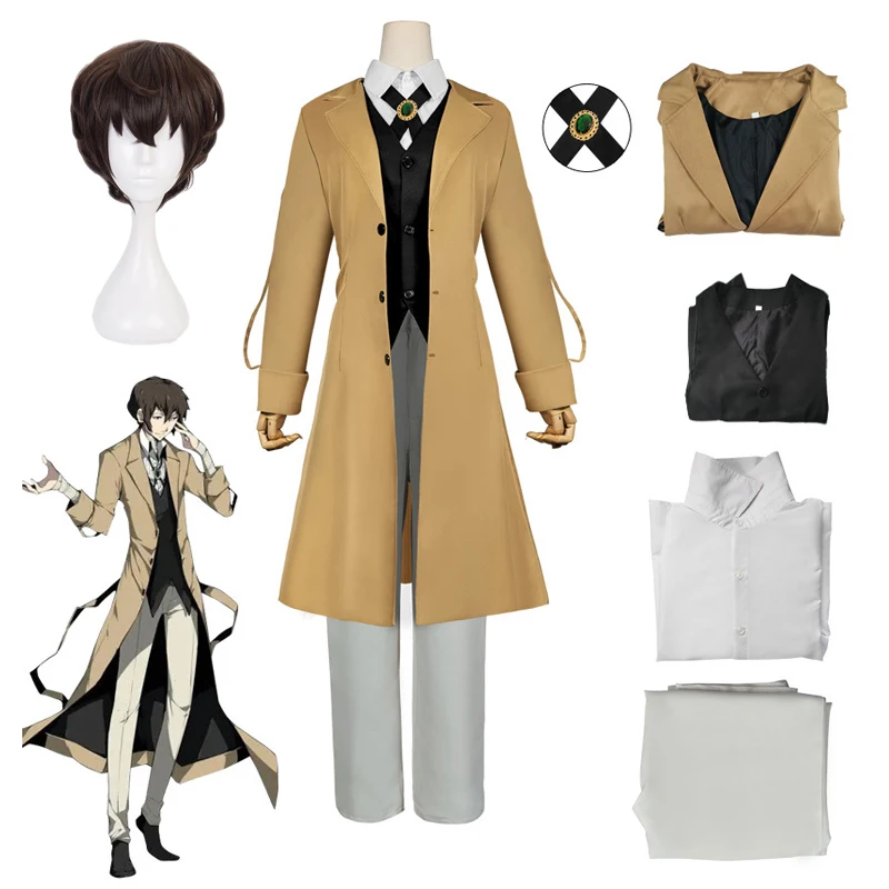 Костюм для косплея дазай Осаму из аниме «бродячие псы», длинная куртка, пальто, костюм для взрослых, ветровка, одежда на Хэллоуин и Рождество...