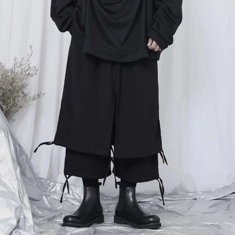 

Autumn Men's Casual Pants Men's Octagonal Pants Fashion Men's Popular Style Niche Design Double Neck Wide Band Loose Pants