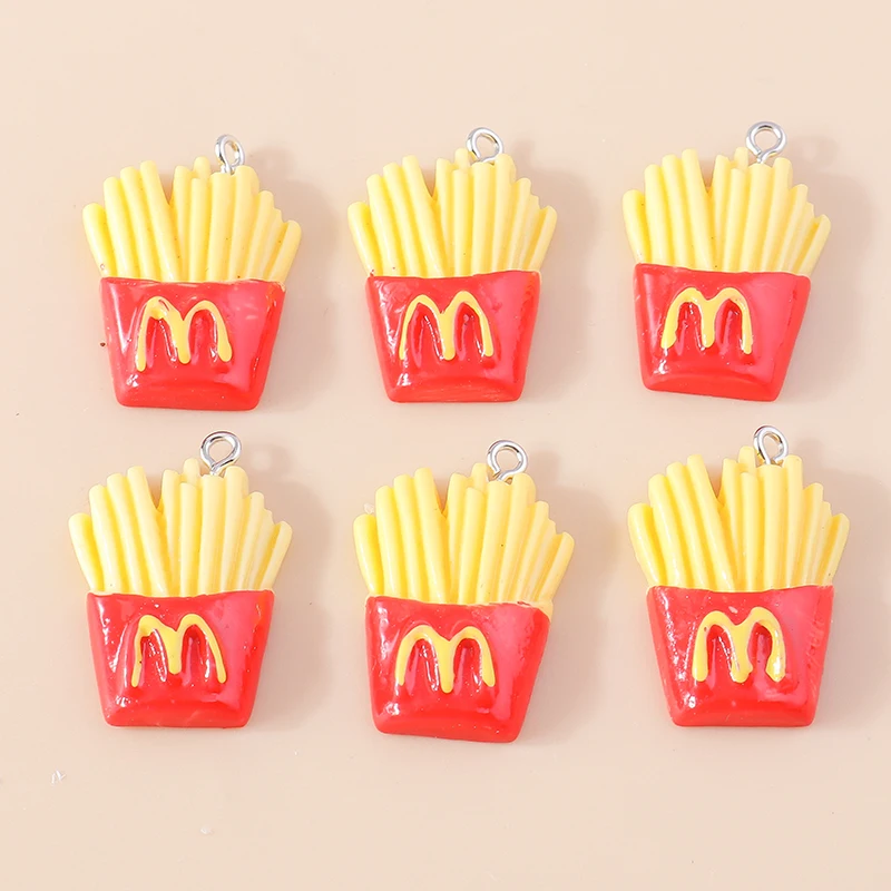 

15Pcs Cute Resin Pizza French Fries Charms Diy Food Pendants for Keychains Earring Bracelet Women Kids Jewelry Accessories