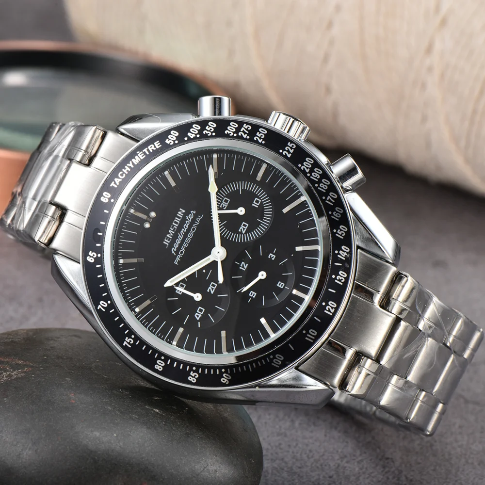 

New Original Brand Watches For Mens Business Full Stainless Steel Automatic Date Watch Luxury Chronograph Sport Quartz AAA Clock
