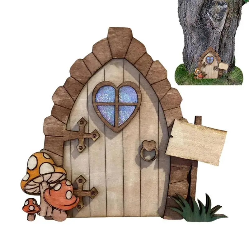 

Миниатюрная дверь гнома для украшения деревьев, миниатюрный Сказочный Сад, уличный декор, Художественная Скульптура, украшение для стены детской комнаты