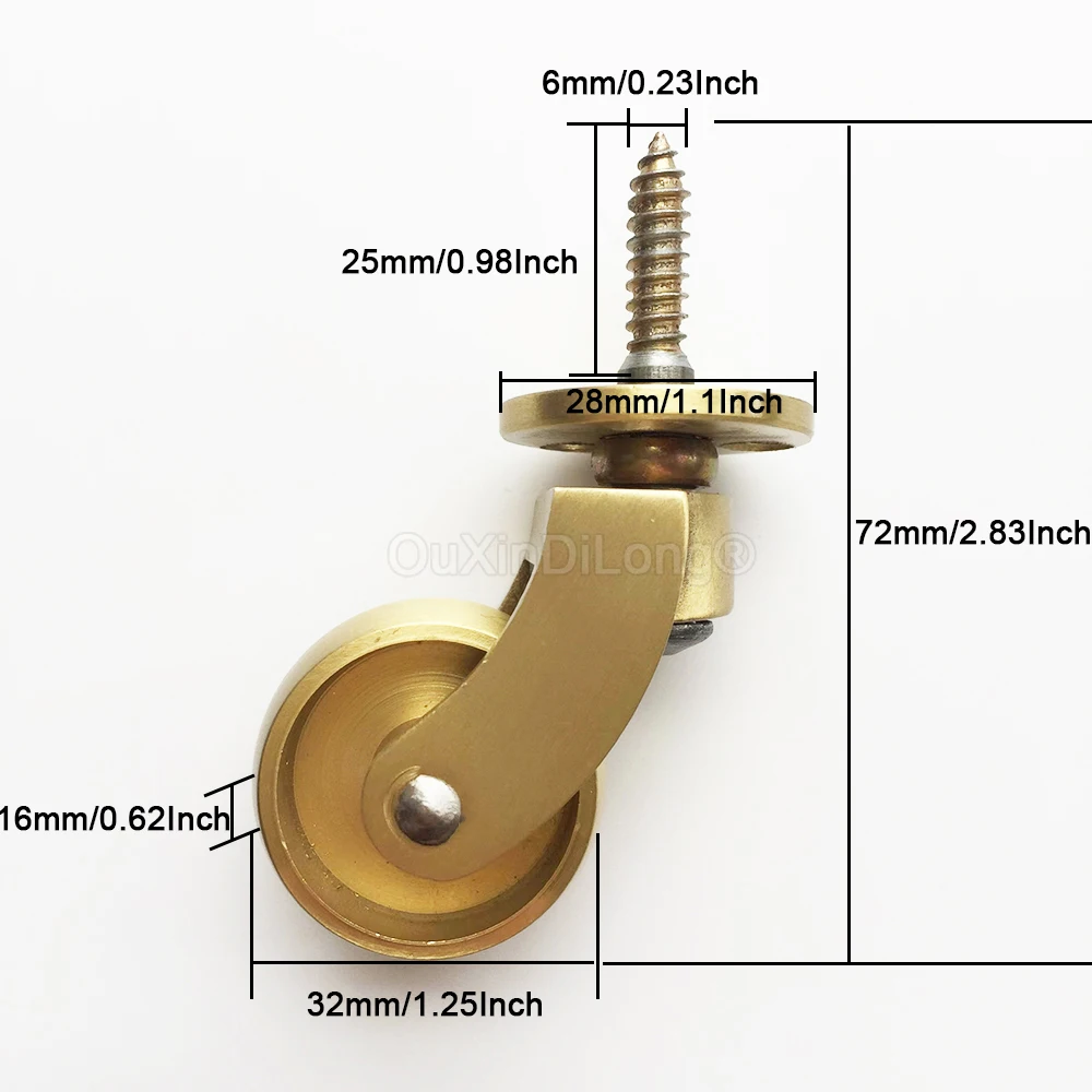 4 шт. 1 25 дюйма (32 мм) латунные ролики вращающиеся на 360 градусов винты колеса для