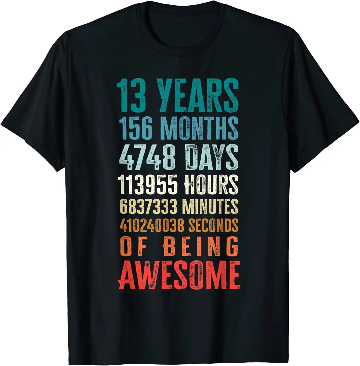 

13 Years 156 Months Being Awesome 13th Birthday Teen Gifts T-Shirt