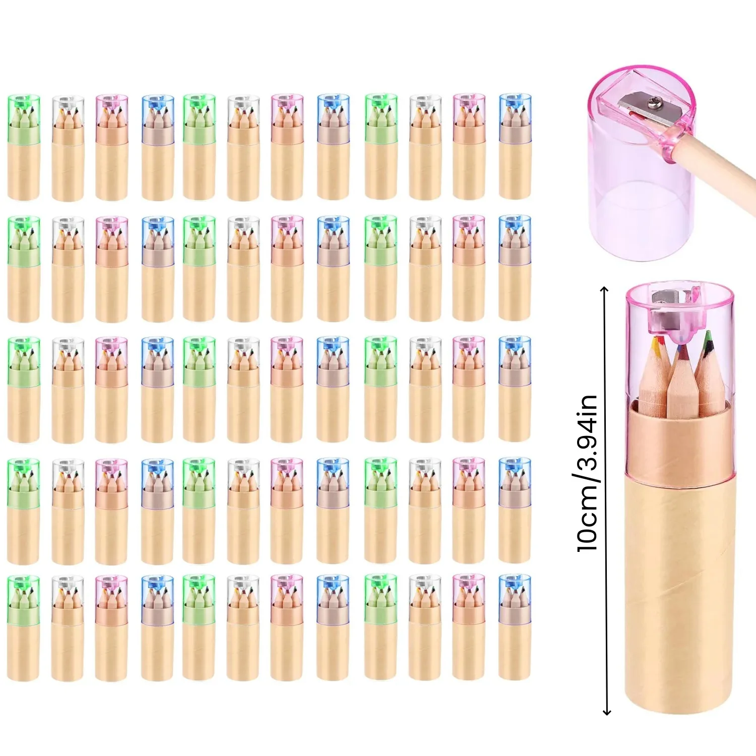 Деревянные цветные карандаши, набор 12-60 шт., с точилкой