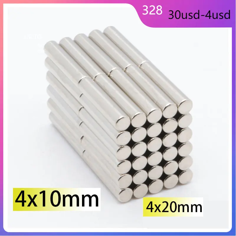 

50/100/500pcs 4x10mm Magnet Superpower4 Dia Mm 4x20 N35 Custom Search Magnetic Neodymium NdFeB Magnets Fridge DIY Door Aimant