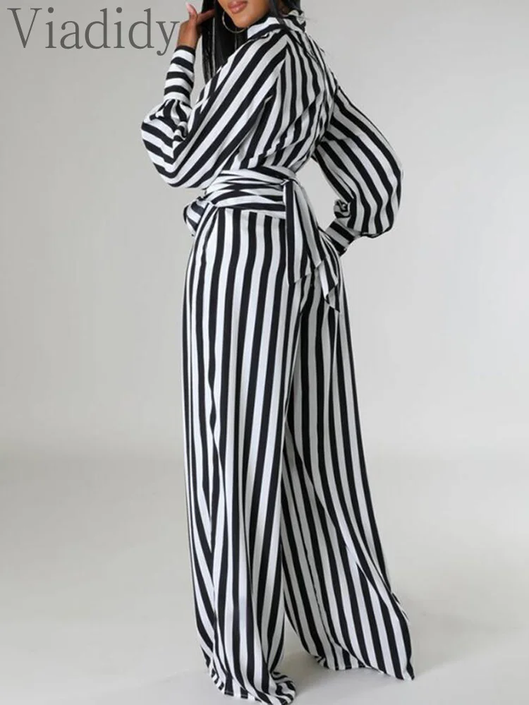 Женский комплект из 2 предметов топ в полоску с рукавами-фонариками и широкие