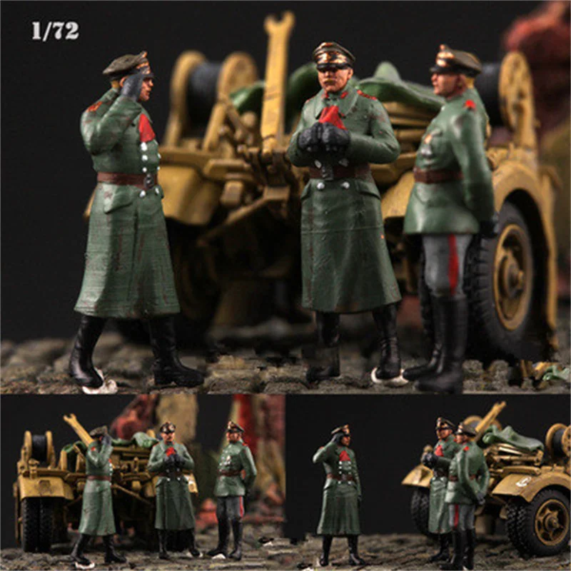 

1:72 Scale Model Winter East Line German Battlefield Commanders 3 Soldiers Action Figure Toys Scene Accessory Collection Dolls