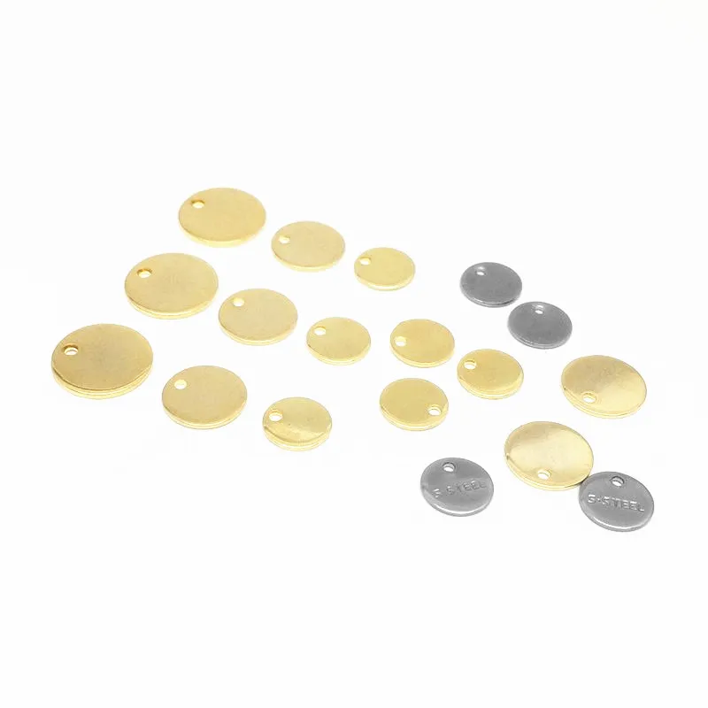 20-50Pcs/lot Stainless Steel 6-15mm Round Dog Tag Stamping Blanks Charm Pendant for DIY Chain Necklaces Jewelry Making Supplier