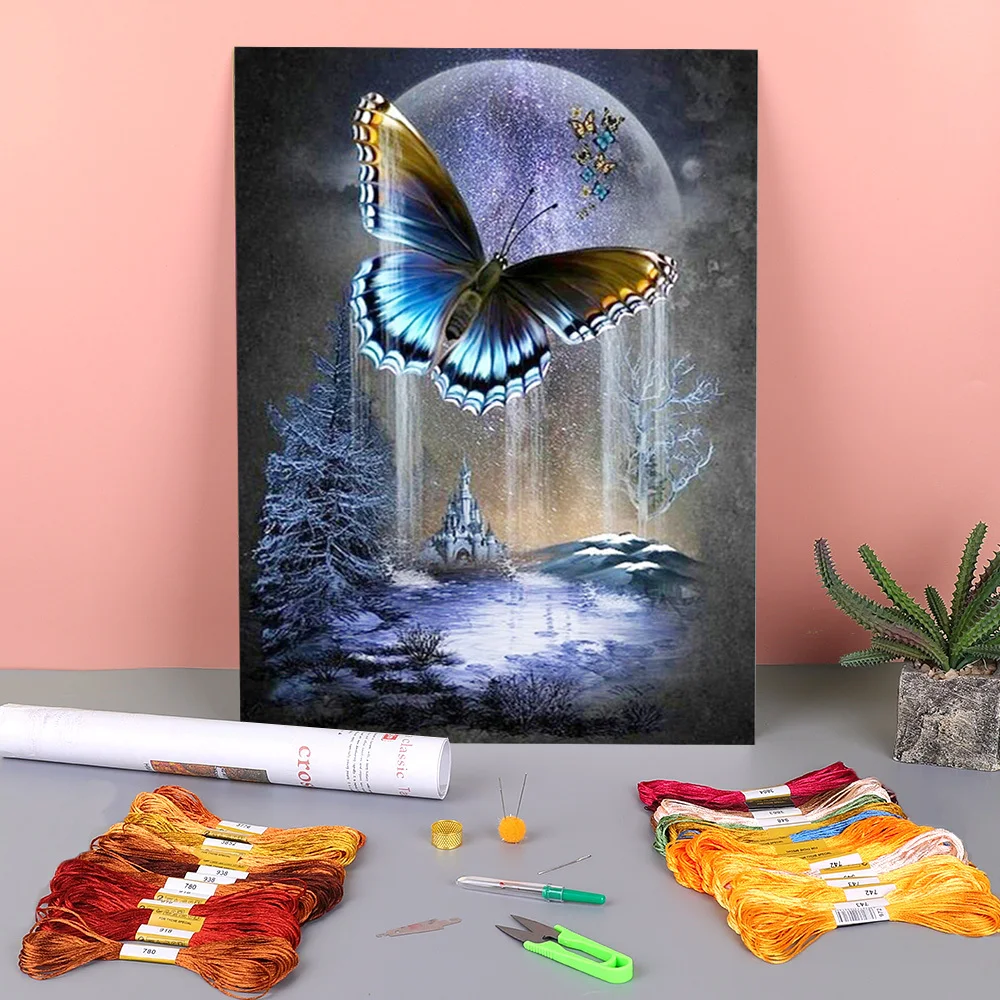 

Набор для вышивки крестиком 11CT с изображением животных и бабочек