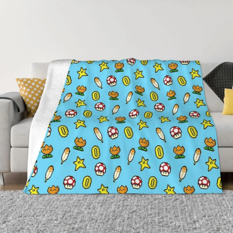 

Mushroom Mushrooms Forest Blanket Flannel Spring Autumn Power Ups Warm Throws For Winter Bedding