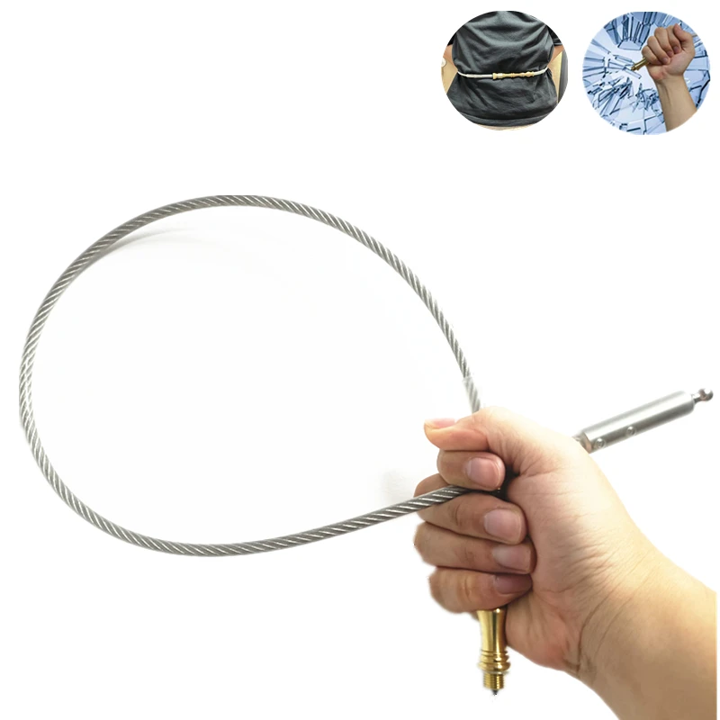 

Portable Wire Whip Waist-Wrapped Self-Defense Quick Insertion Flexible Concealed Whip Glass Window Breaker Car Emergency Tool