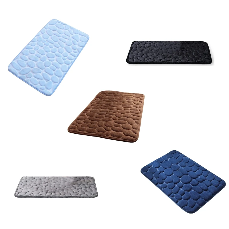 

Memory Foam Bath Mat Cobblestone Embossed Bathroom Rug Super Water Absorbent Non Slip Shower Room Bathtub Floor Carpet