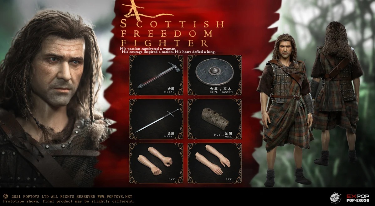 

POPTOYS EX038 Scotland Freedom Fighter Warrior 1/6 Action Figure Standard Version