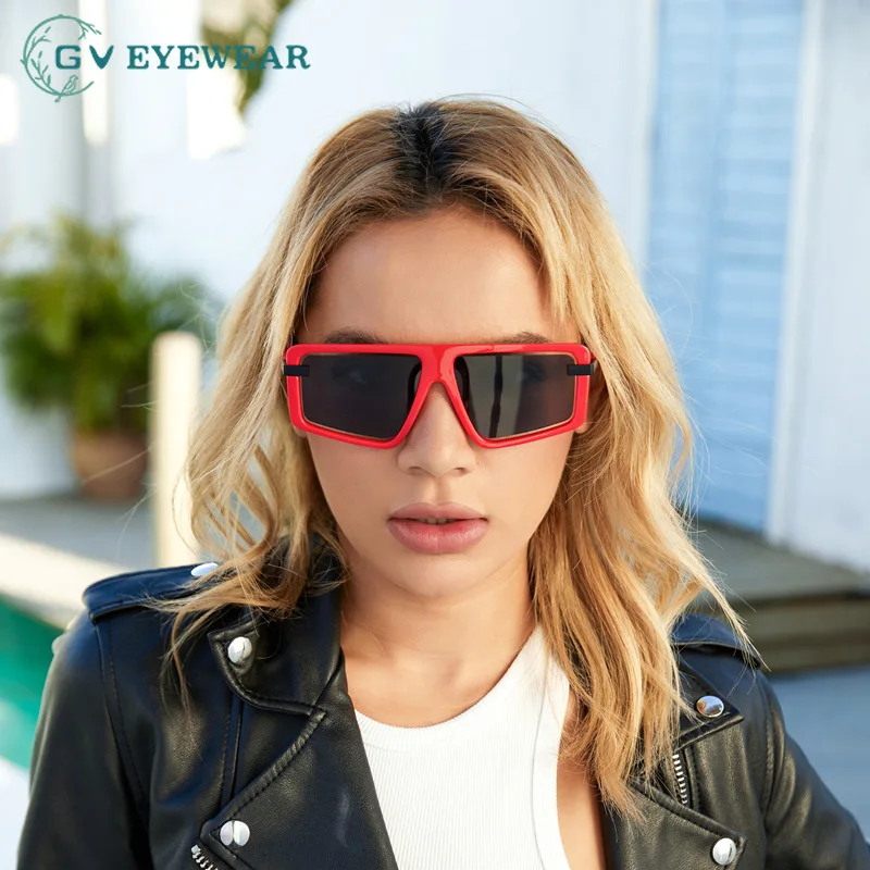 

GV Eyewear 2022 Women's Trendy Fashion Sunglasses Punk Style Square Frame Elegant Eyeglasses Female Vitange Outdoor Sun Glasses