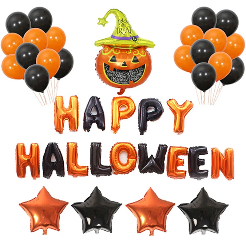 

2023 Happy Halloween Foil Balloons Pumpkin Helium Ballons Halloween Party Decorations for Home Halloween Party Globos Supplies