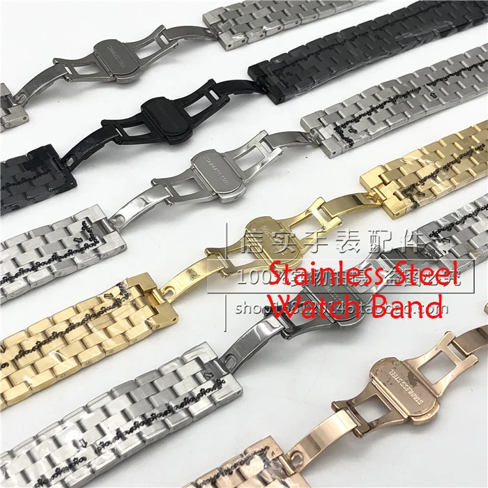 New 18 19 20 21 22 12mm High Quality Watchband Watch Parts male strip Solid Stainless steel bracelets straps for branded watch
